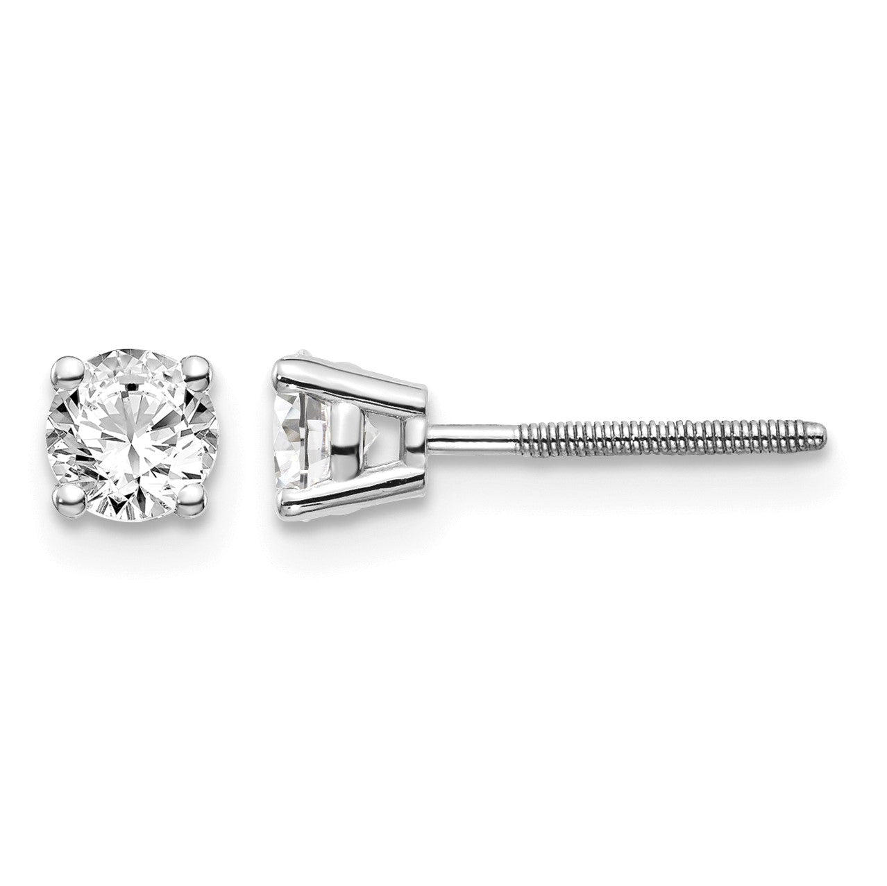 14kw .60ct SI3 G-I Diamond Stud Thread on/off Post Earrings