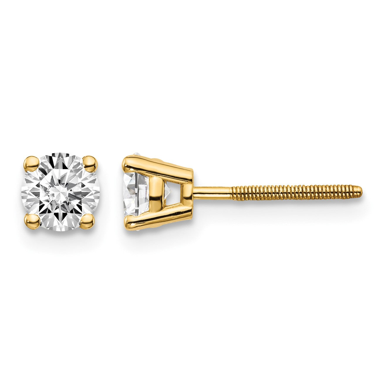 14ky .70ct. SI3 G-I Diamond Stud Thread on/off Post Earrings