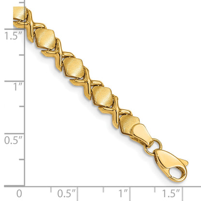 14k Brushed and Polished -X-Design Stampato 7 inch Bracelet