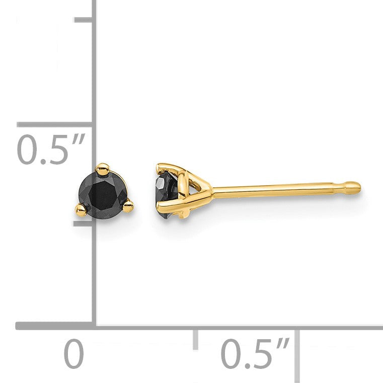 14k 1/4 carat Black Diamond Stud Earrings