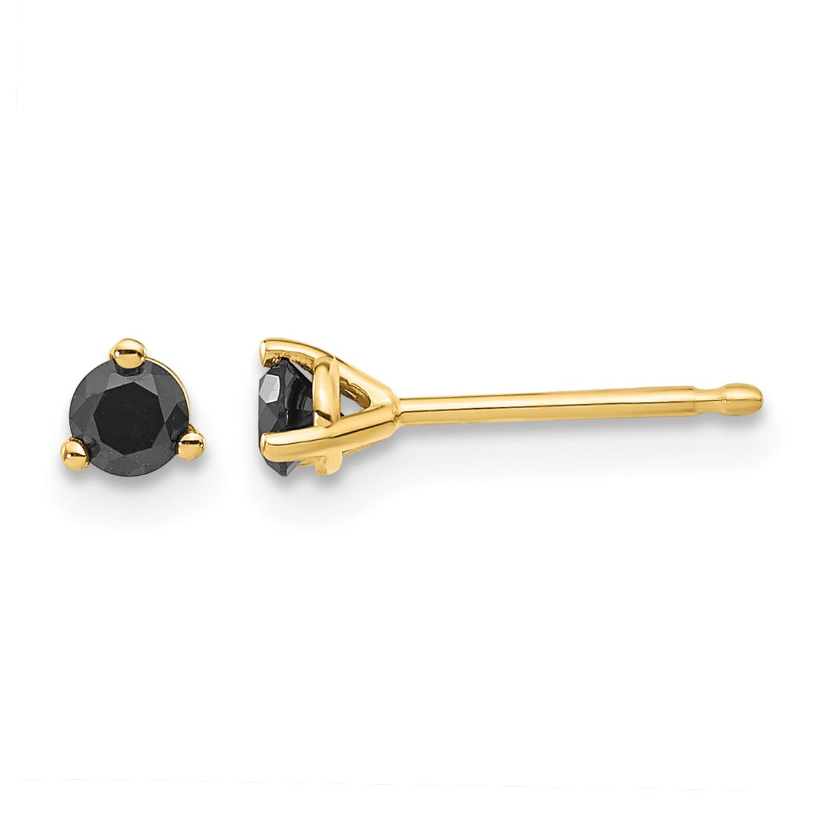 14k 1/4 carat Black Diamond Stud Earrings