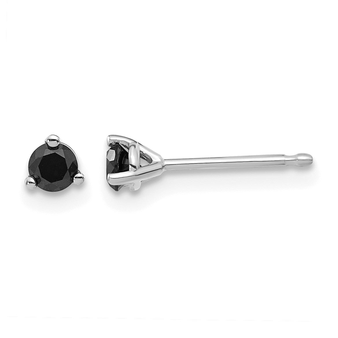14k White Gold 1/4 carat Black Diamond Stud Earrings