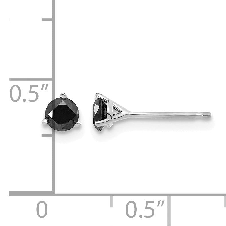 14k White Gold 3/8 carat Black Diamond Stud Earrings