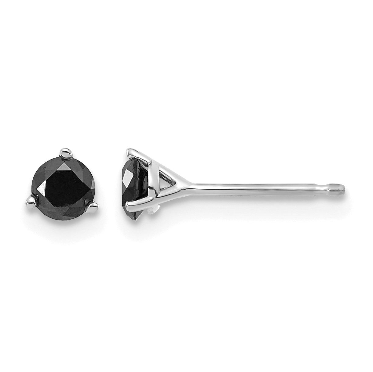 14k White Gold 3/8 carat Black Diamond Stud Earrings