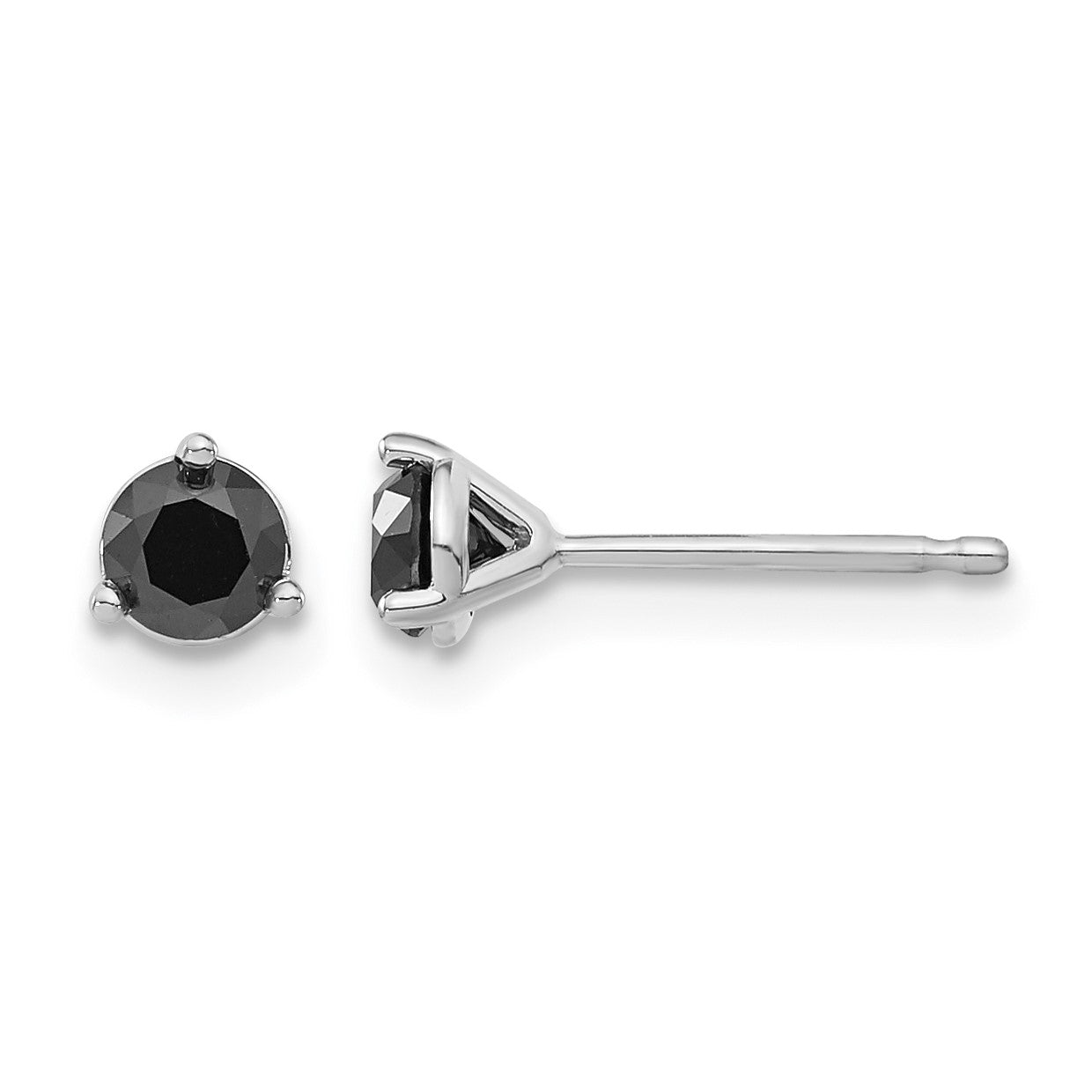 14k White Gold 1/2 carat Black Diamond Stud Earrings