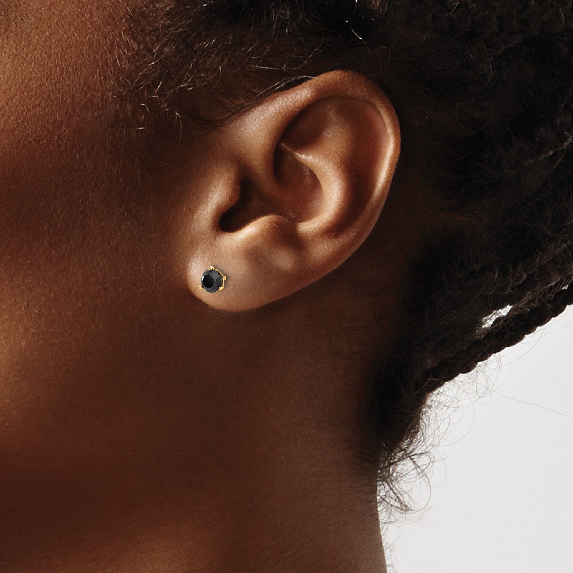 14k 3/4 carat Black Diamond Stud Earrings