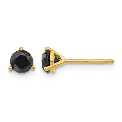 14k 3/4 carat Black Diamond Stud Earrings