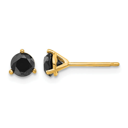 14k 3/4 carat Black Diamond Stud Earrings