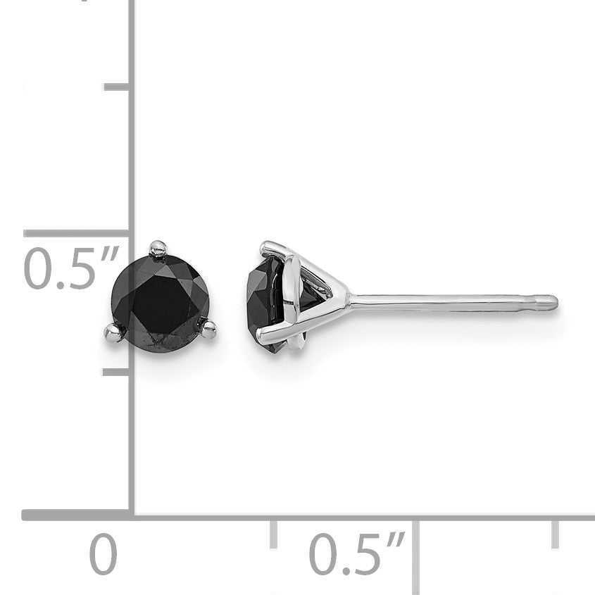 14k White Gold 3/4 carat Black Diamond Stud Earrings