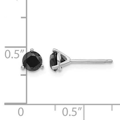 14k White Gold 3/4 carat Black Diamond Stud Earrings
