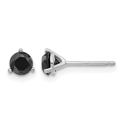 14k White Gold 3/4 carat Black Diamond Stud Earrings