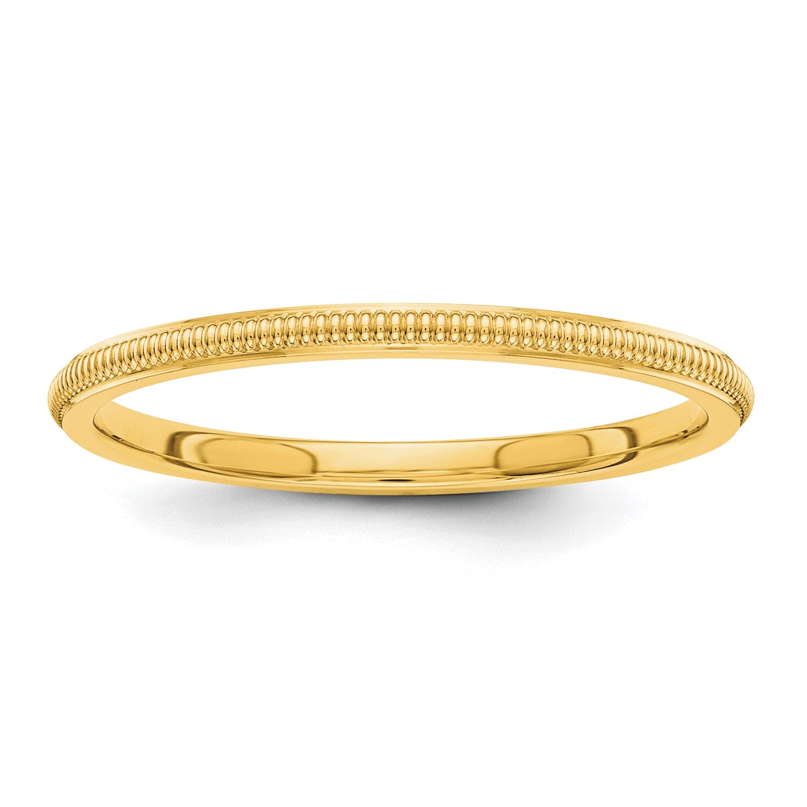 14k Yellow Gold 1.5mm Milgrain Stackable Band Size 7