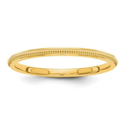 14k Yellow Gold 1.5mm Milgrain Stackable Band Size 7