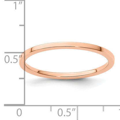 14K Rose Gold 1.2mm Flat Polished Stackable Band Size 6
