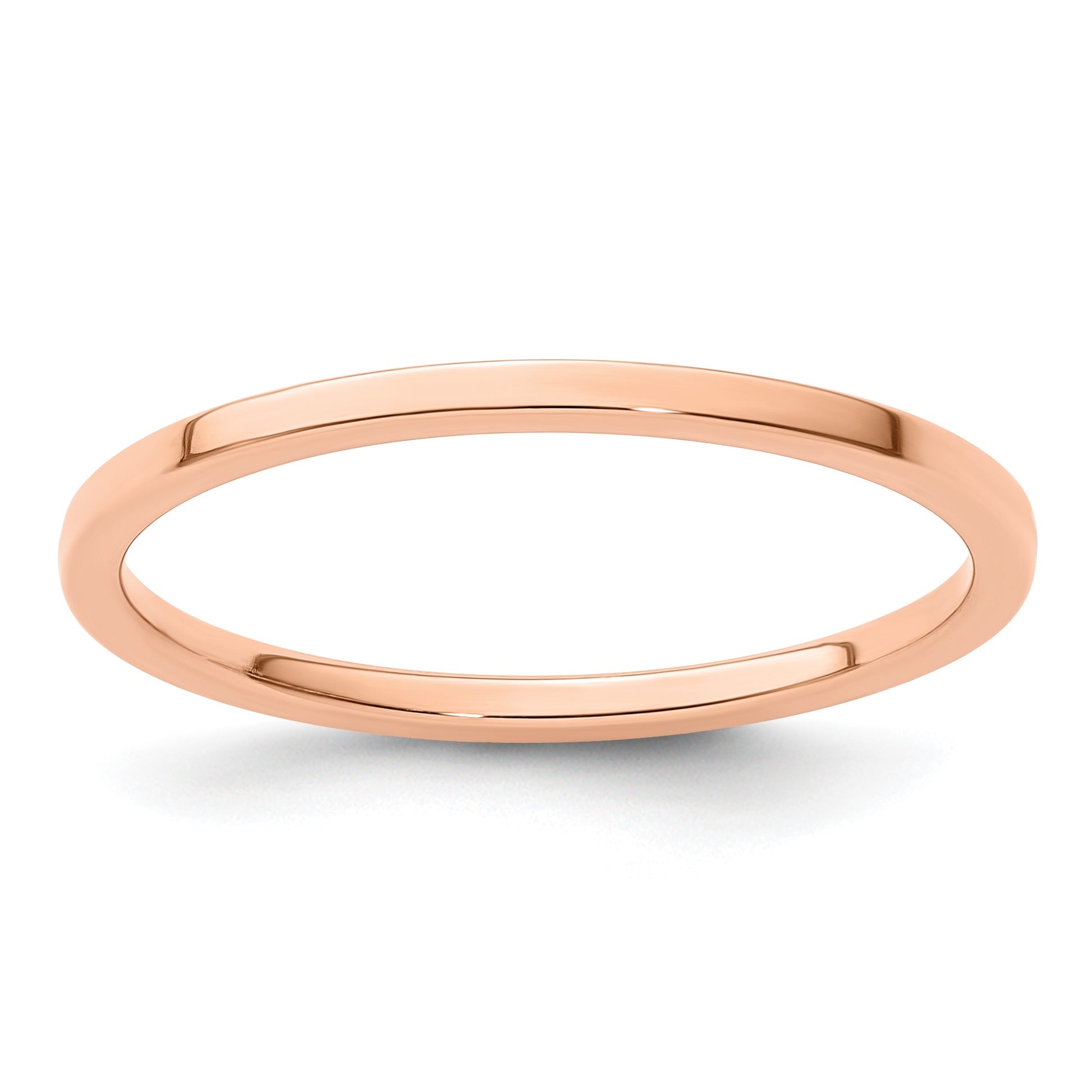 14K Rose Gold 1.2mm Flat Polished Stackable Band Size 8