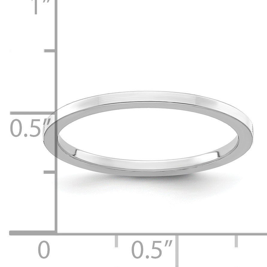 14K White Gold 1.2mm Flat Polished Stackable Band Size 6