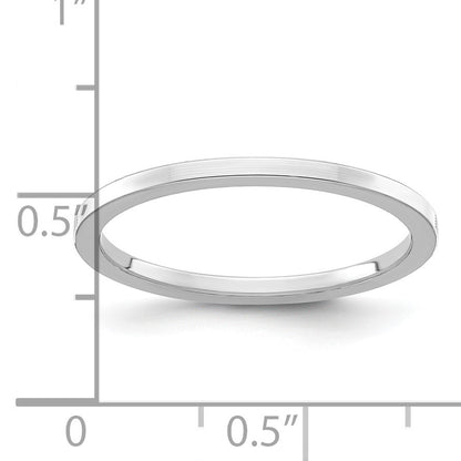 14K White Gold 1.2mm Flat Polished Stackable Band Size 9