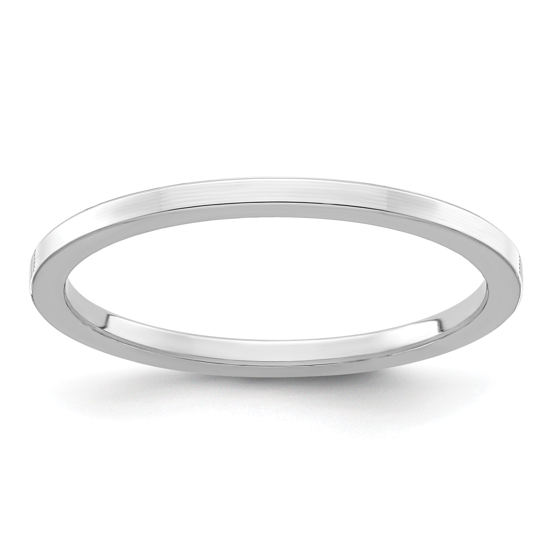 14K White Gold 1.2mm Flat Polished Stackable Band Size 9
