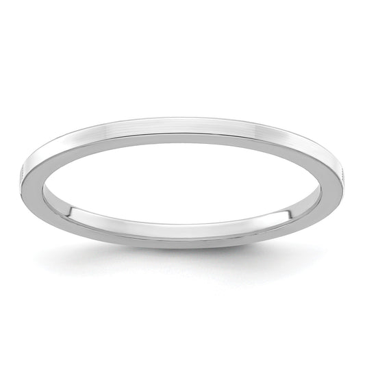 14K White Gold 1.2mm Flat Polished Stackable Band Size 5
