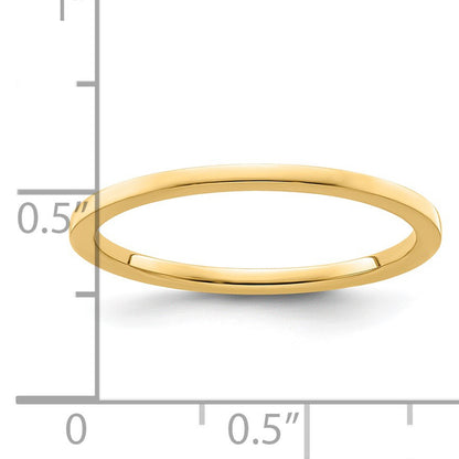14K Yellow Gold 1.2mm Flat Polished Stackable Band Size 7