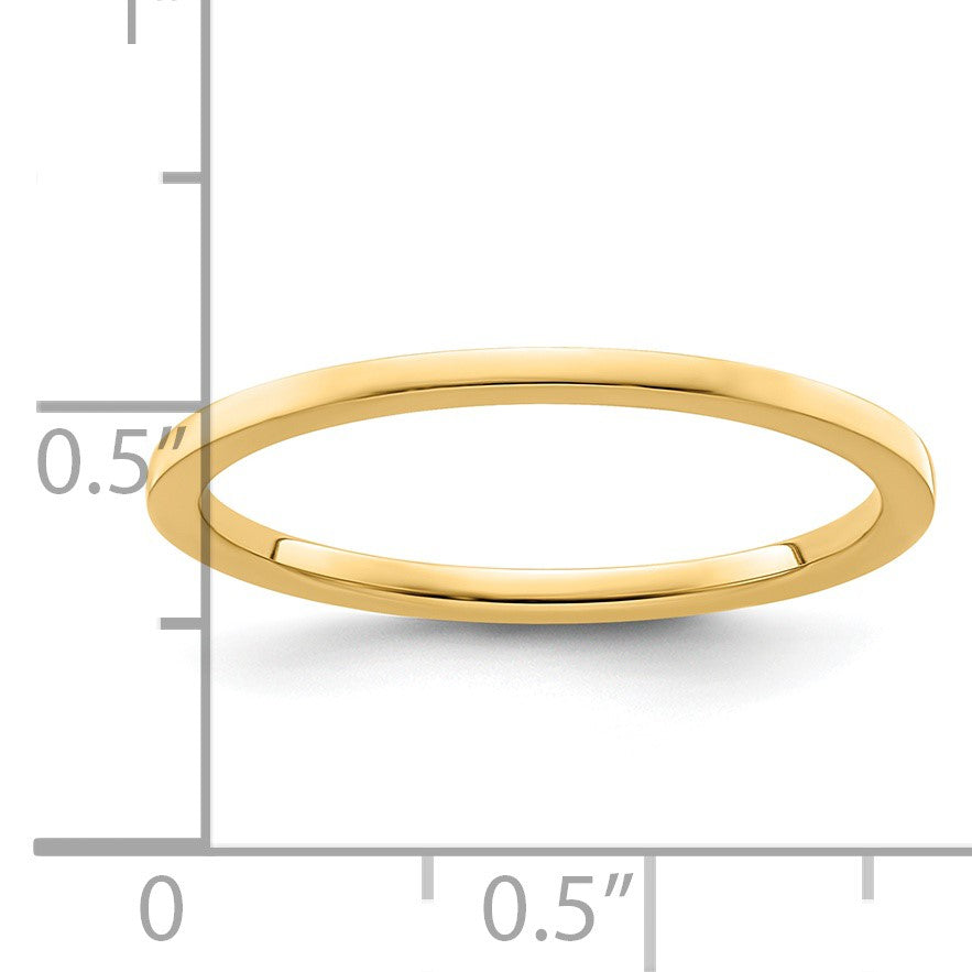 14K Yellow Gold 1.2mm Flat Polished Stackable Band Size 10