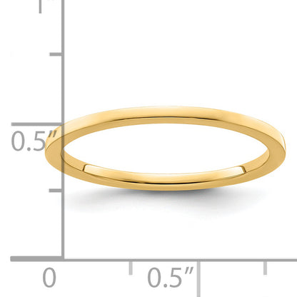 14K Yellow Gold 1.2mm Flat Polished Stackable Band Size 9.5