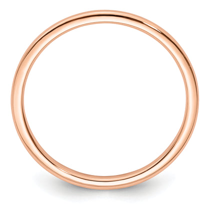 14K Rose Gold 1.2mm Half Round Polished Stackable Band Size 4.5