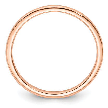 14K Rose Gold 1.2mm Half Round Polished Stackable Band Size 8.5