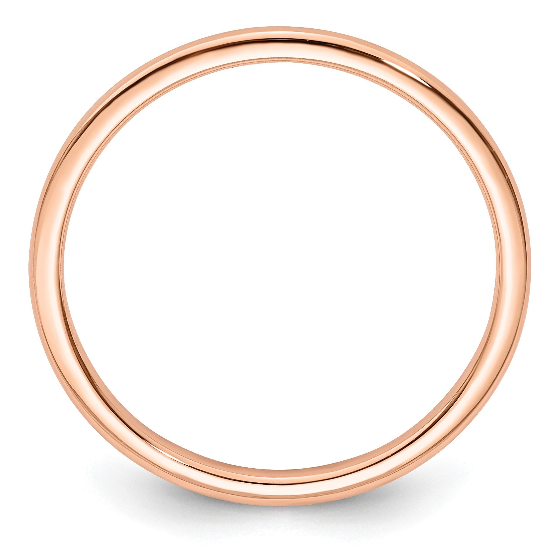 14K Rose Gold 1.2mm Half Round Polished Stackable Band Size 5