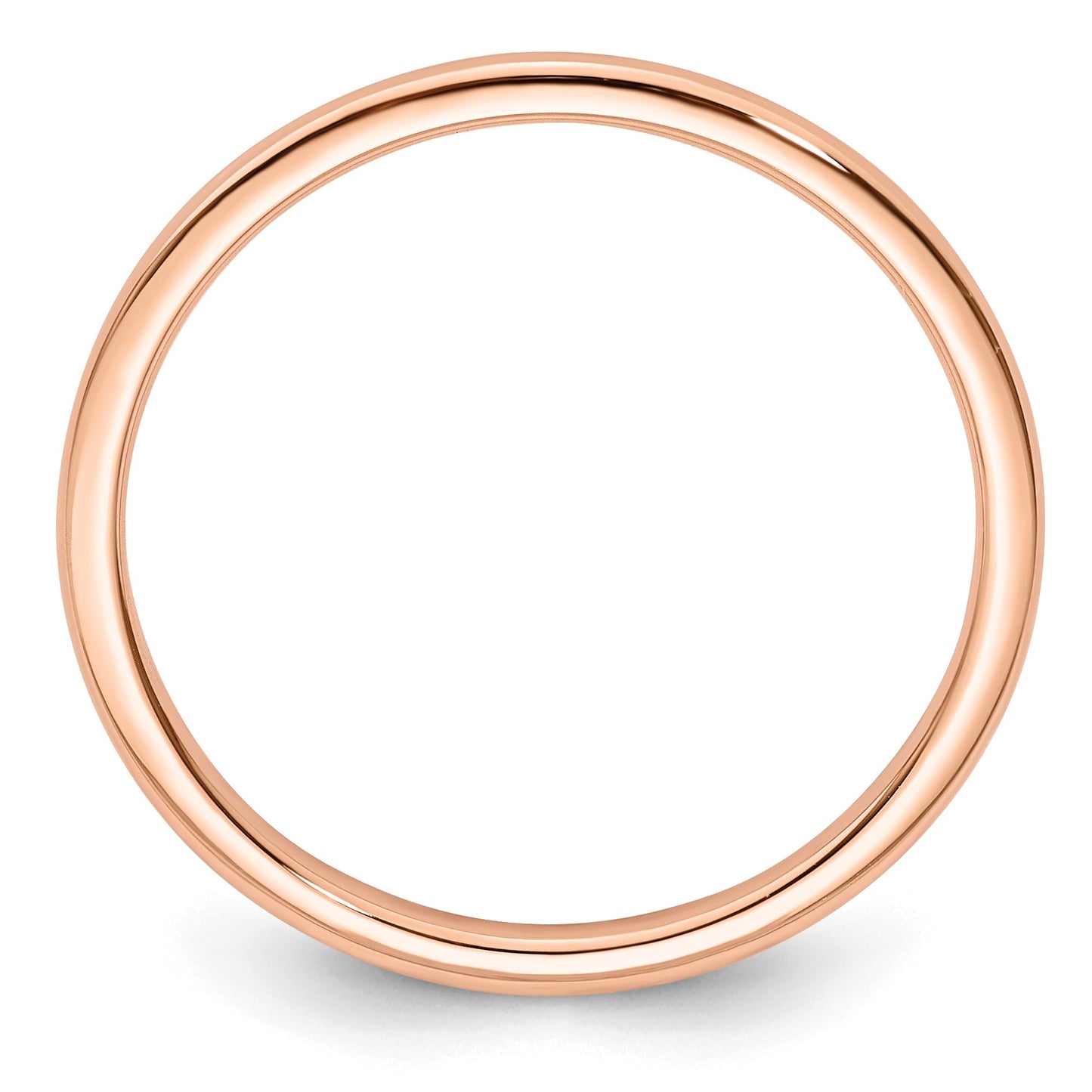 14K Rose Gold 1.2mm Half Round Polished Stackable Band Size 8