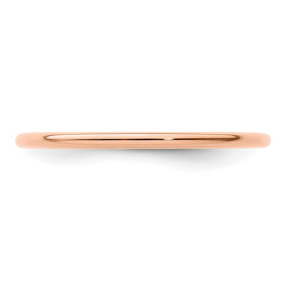 14K Rose Gold 1.2mm Half Round Polished Stackable Band Size 8.5