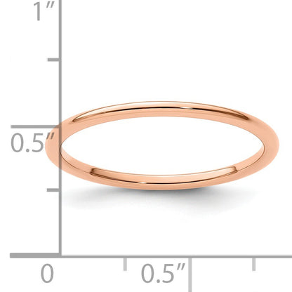 14K Rose Gold 1.2mm Half Round Polished Stackable Band Size 6