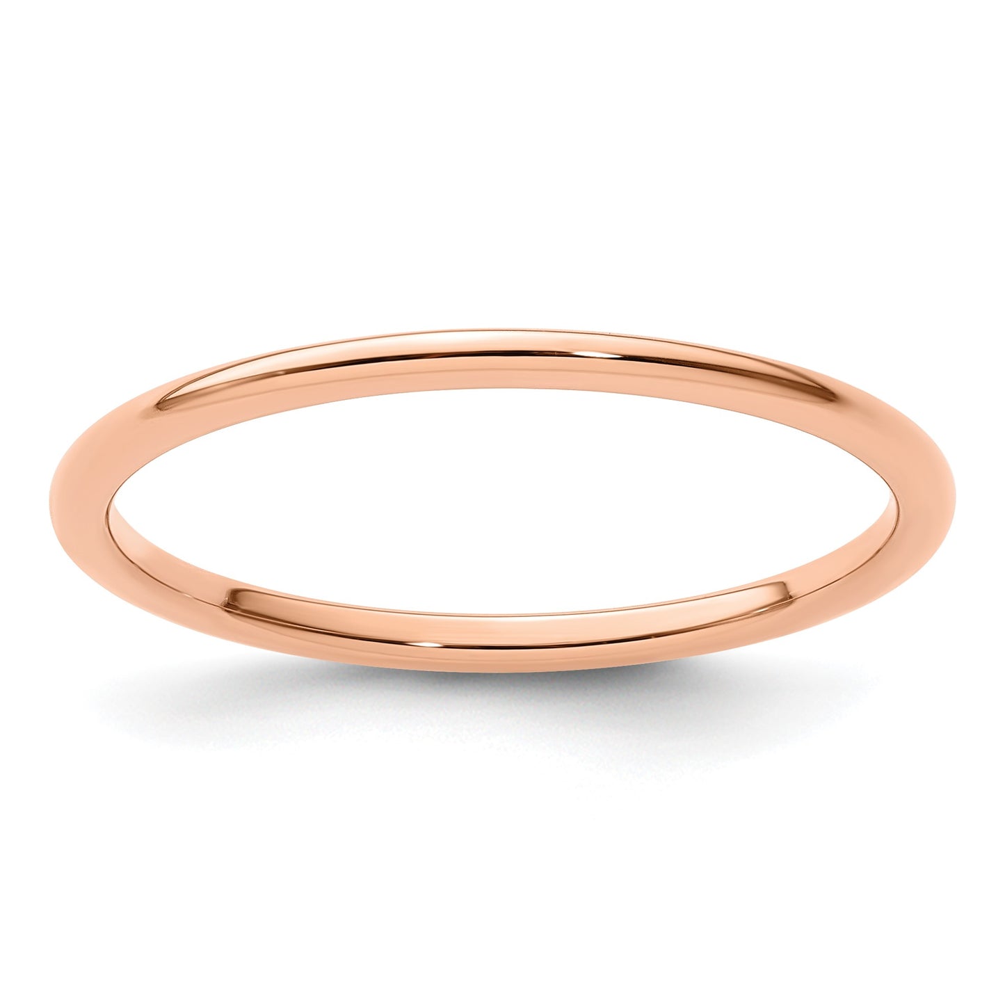 14K Rose Gold 1.2mm Half Round Polished Stackable Band Size 8