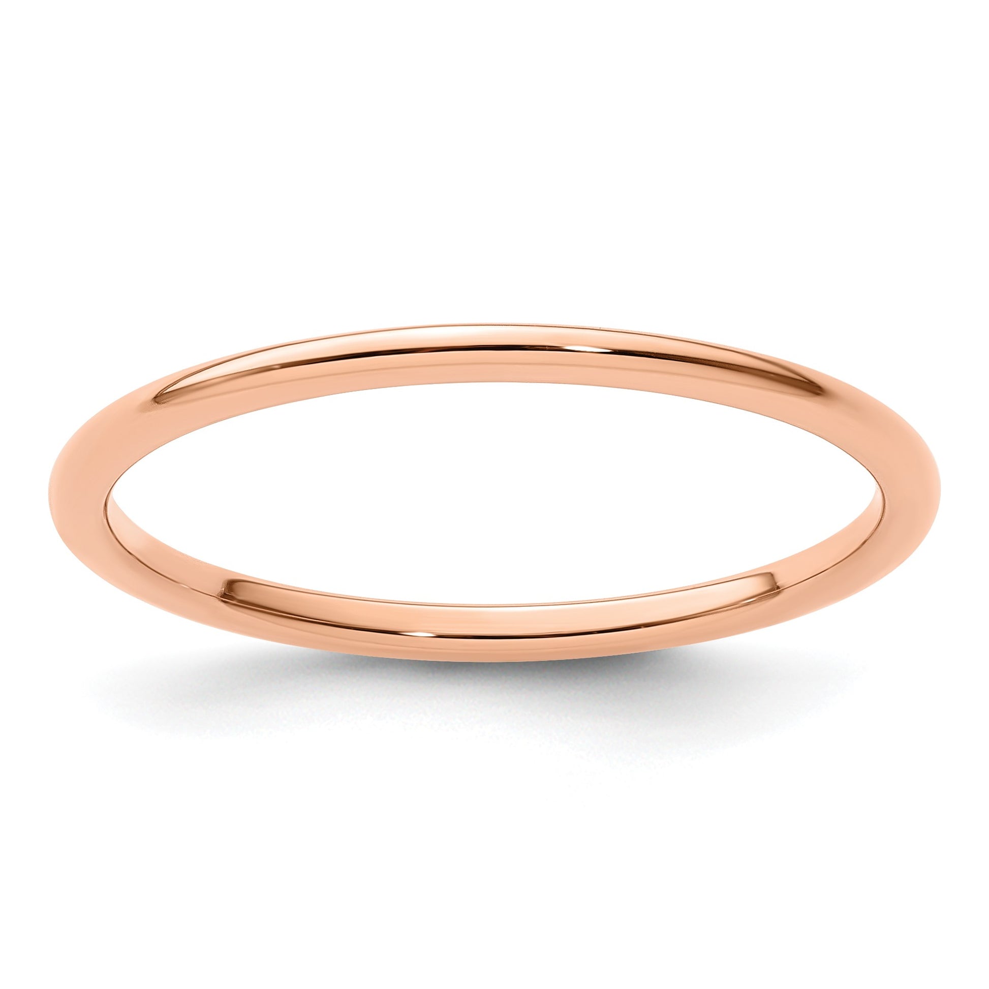 14K Rose Gold 1.2mm Half Round Polished Stackable Band Size 9