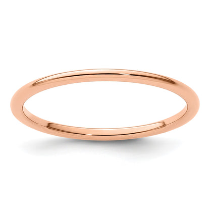 14K Rose Gold 1.2mm Half Round Polished Stackable Band Size 9