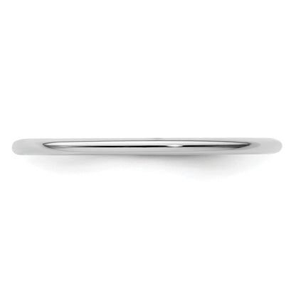 14K White Gold 1.2mm Half Round Polished Stackable Band Size 5