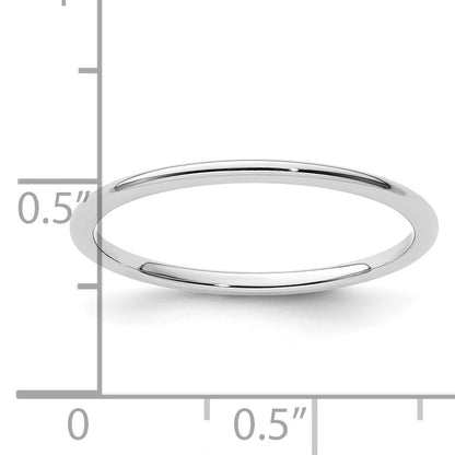 14K White Gold 1.2mm Half Round Polished Stackable Band Size 6.5