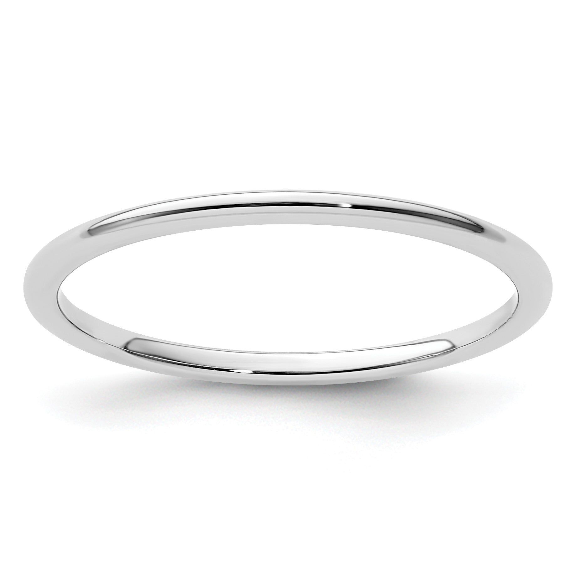 14K White Gold 1.2mm Half Round Polished Stackable Band Size 6