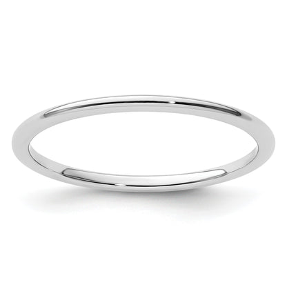14K White Gold 1.2mm Half Round Polished Stackable Band Size 8
