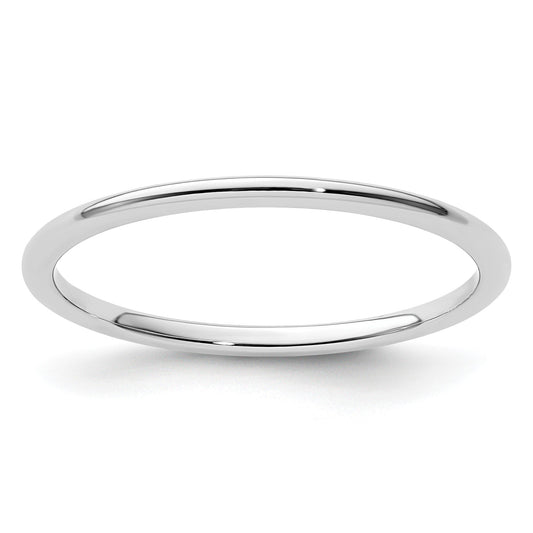14K White Gold 1.2mm Half Round Polished Stackable Band Size 8