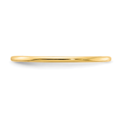 14K Yellow Gold 1.2mm Half Round Polished Stackable Band Size 4.5