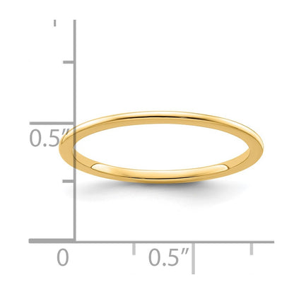 14K Yellow Gold 1.2mm Half Round Polished Stackable Band Size 8.5