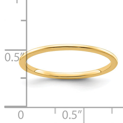 14K Yellow Gold 1.2mm Half Round Polished Stackable Band Size 7