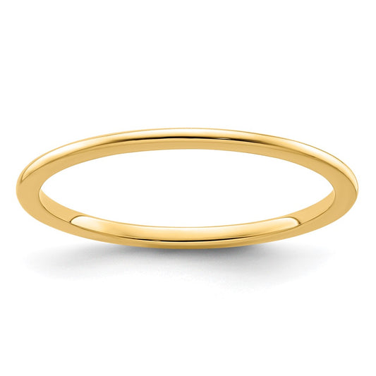 14K Yellow Gold 1.2mm Half Round Polished Stackable Band Size 9