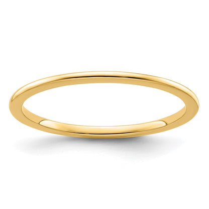 14K Yellow Gold 1.2mm Half Round Polished Stackable Band Size 6.5