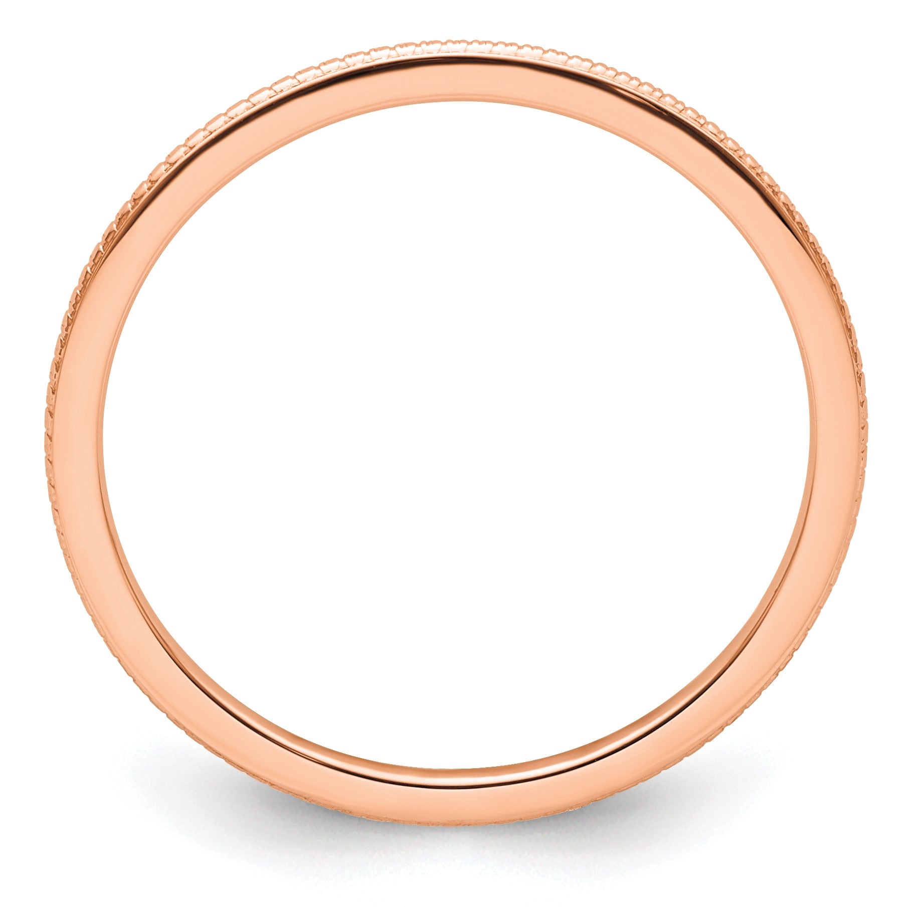 14K Rose Gold 1.2mm Beaded Stackable Band Size 6