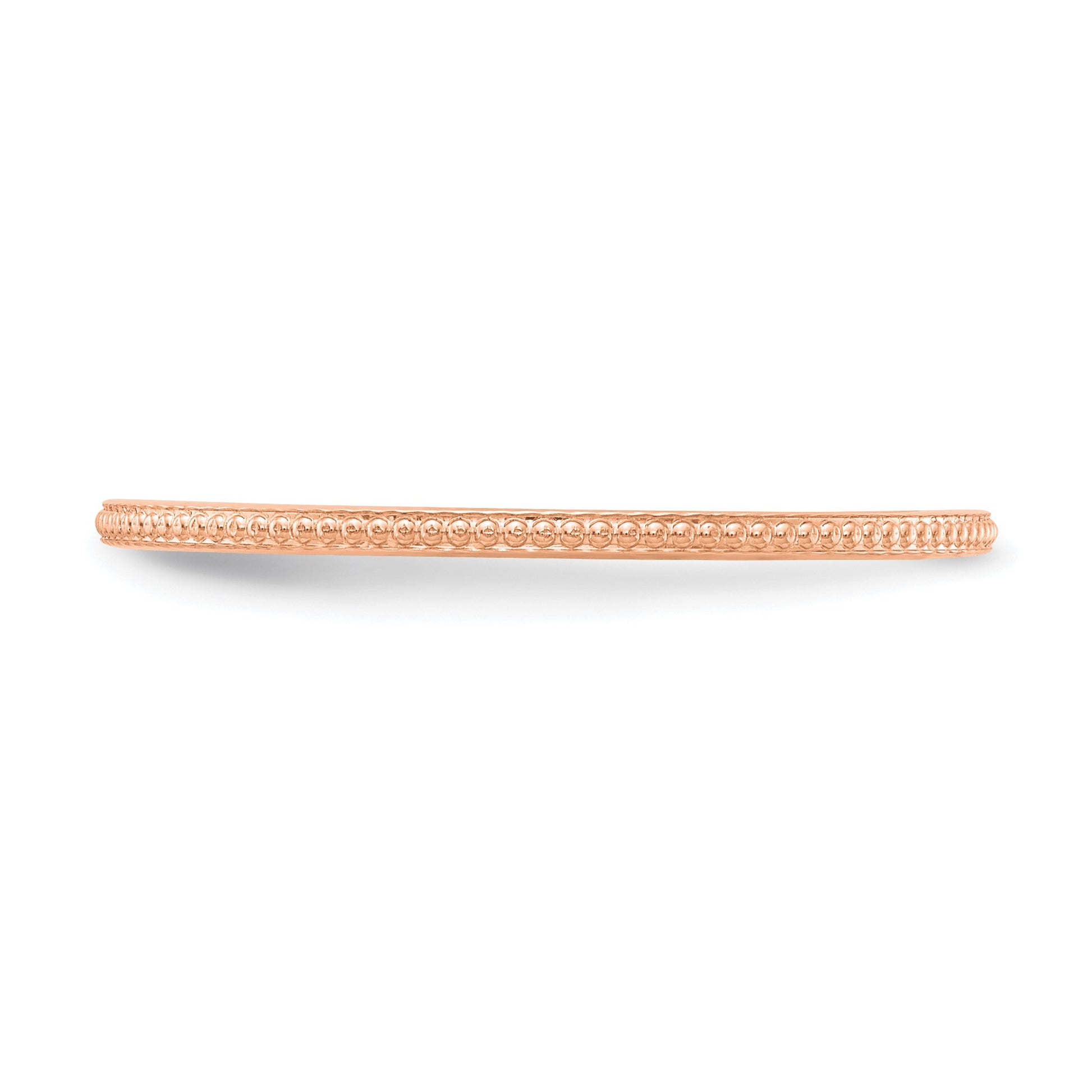 14K Rose Gold 1.2mm Beaded Stackable Band Size 4.5