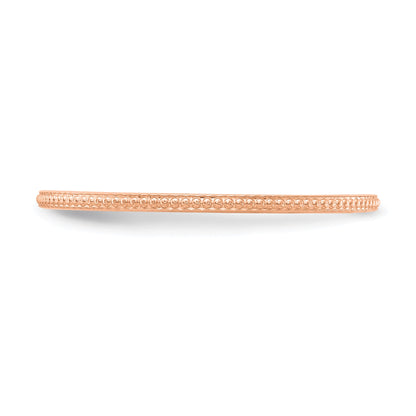 14K Rose Gold 1.2mm Beaded Stackable Band Size 4.5