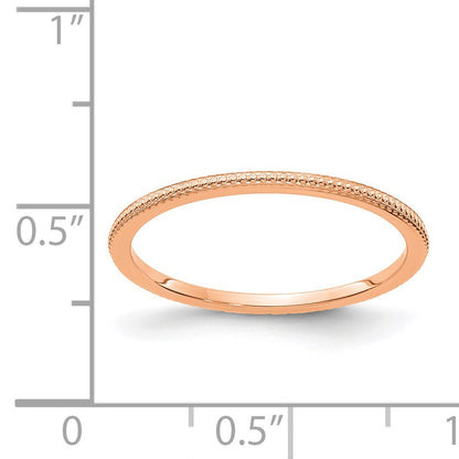 14K Rose Gold 1.2mm Beaded Stackable Band Size 4.5