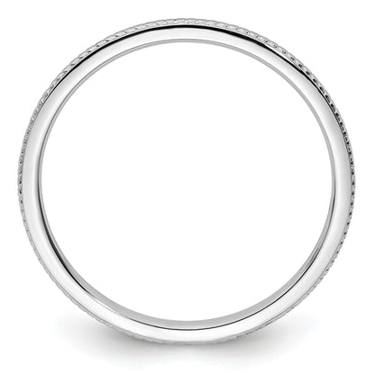 14K White Gold 1.2mm Beaded Stackable Band Size 5